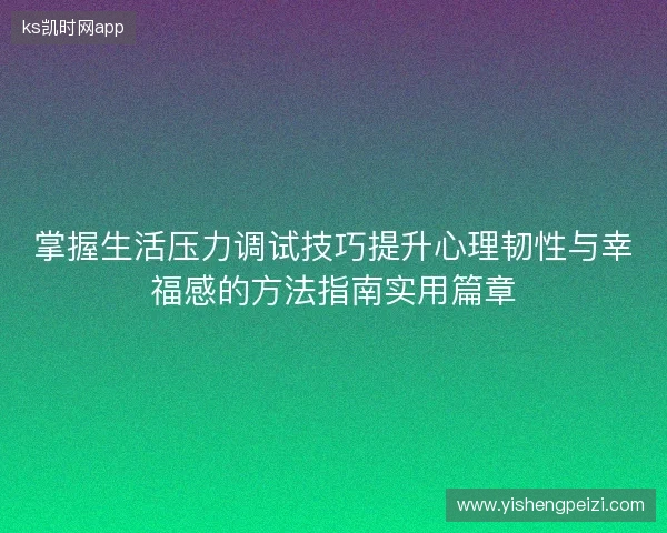 掌握生活压力调试技巧提升心理韧性与幸福感的方法指南实用篇章